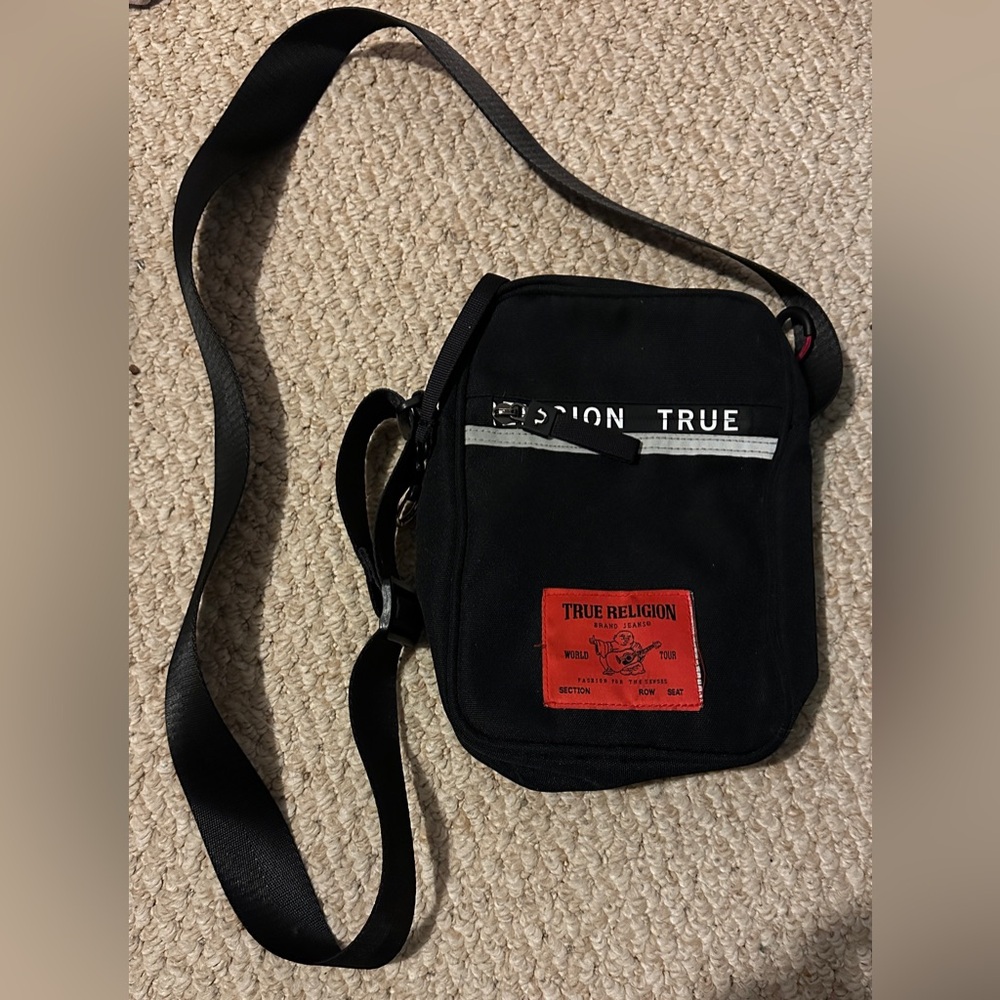 TRUE RELIGION Crossbody Bag Black Unisex Adjustable Strap